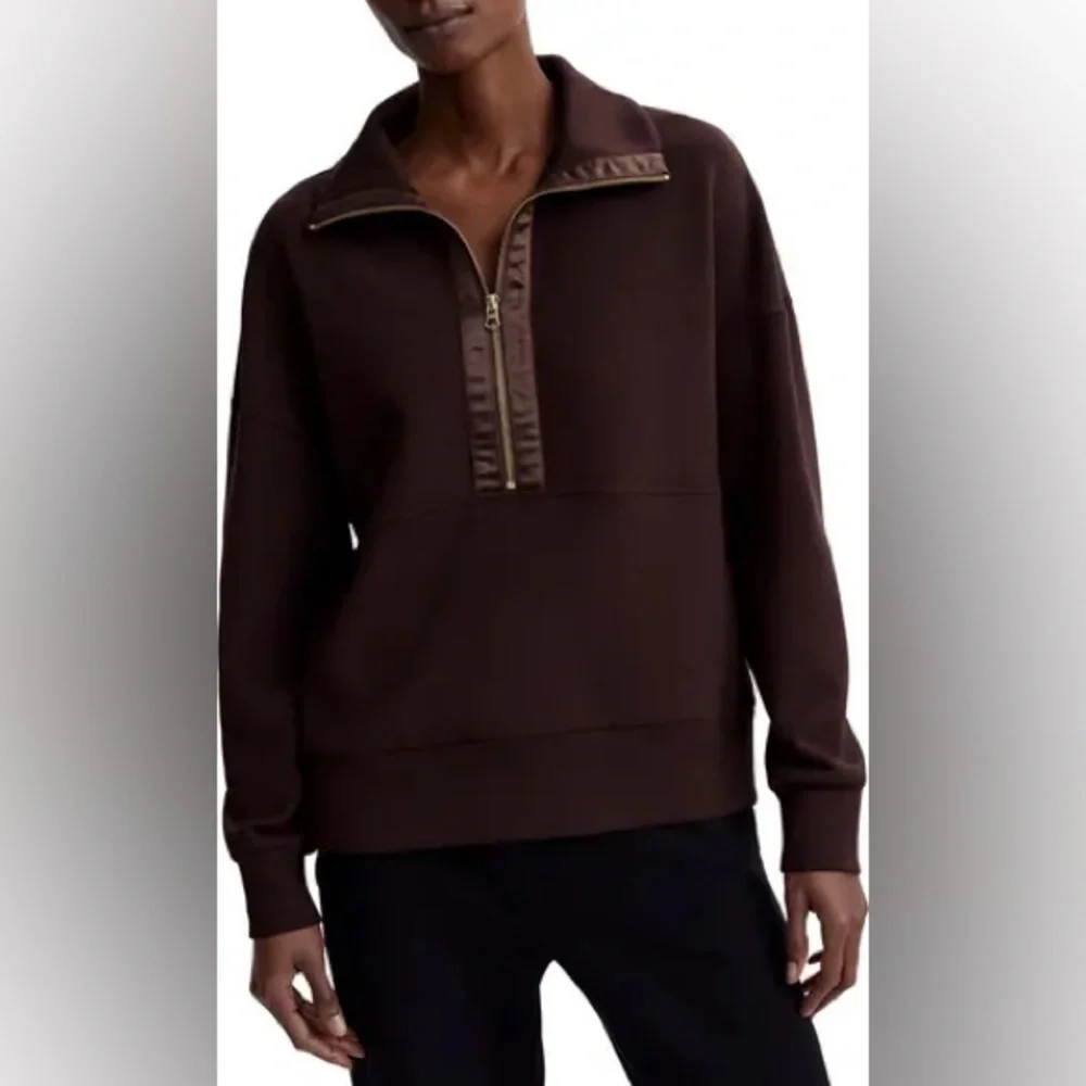 Varley Keller Half Zip Pullover in Coffee Bean NWOT - Picture 2 of 11